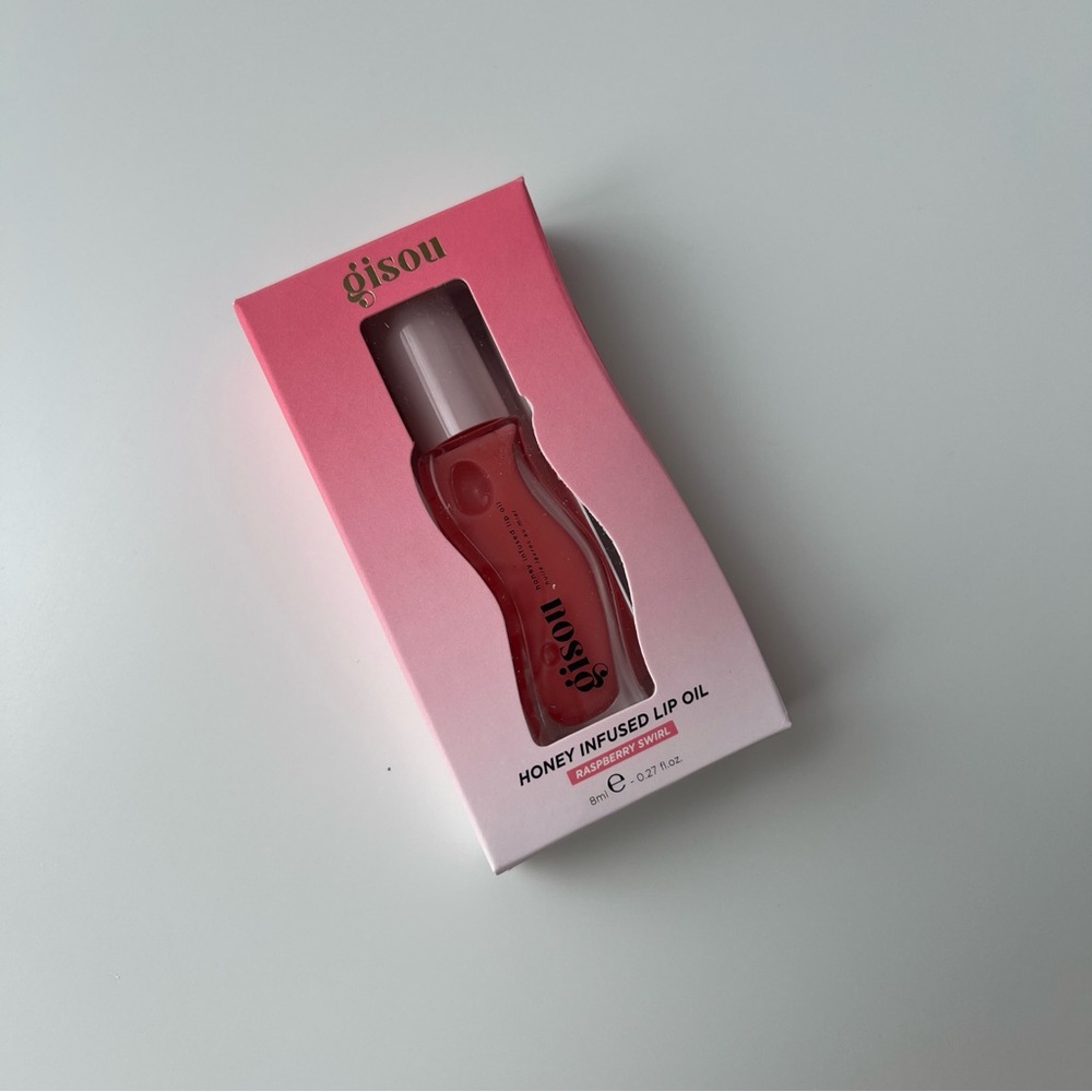 Gisou Honey Infused Hydrating Lip Oil Raspberry Swirl High Shine Sheer Cool Pink